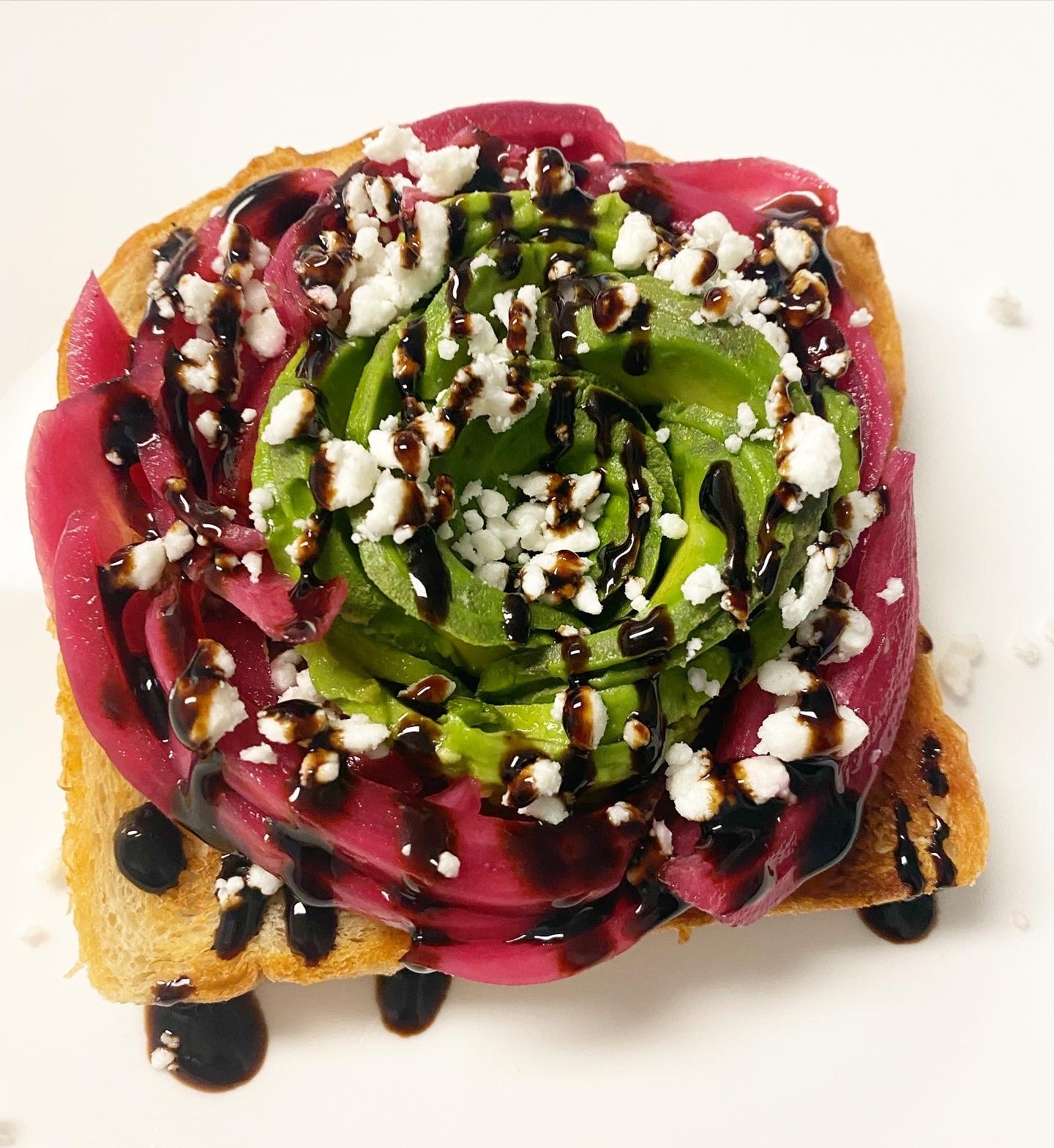 Avocado Rose Toast with Pickled Red Onions