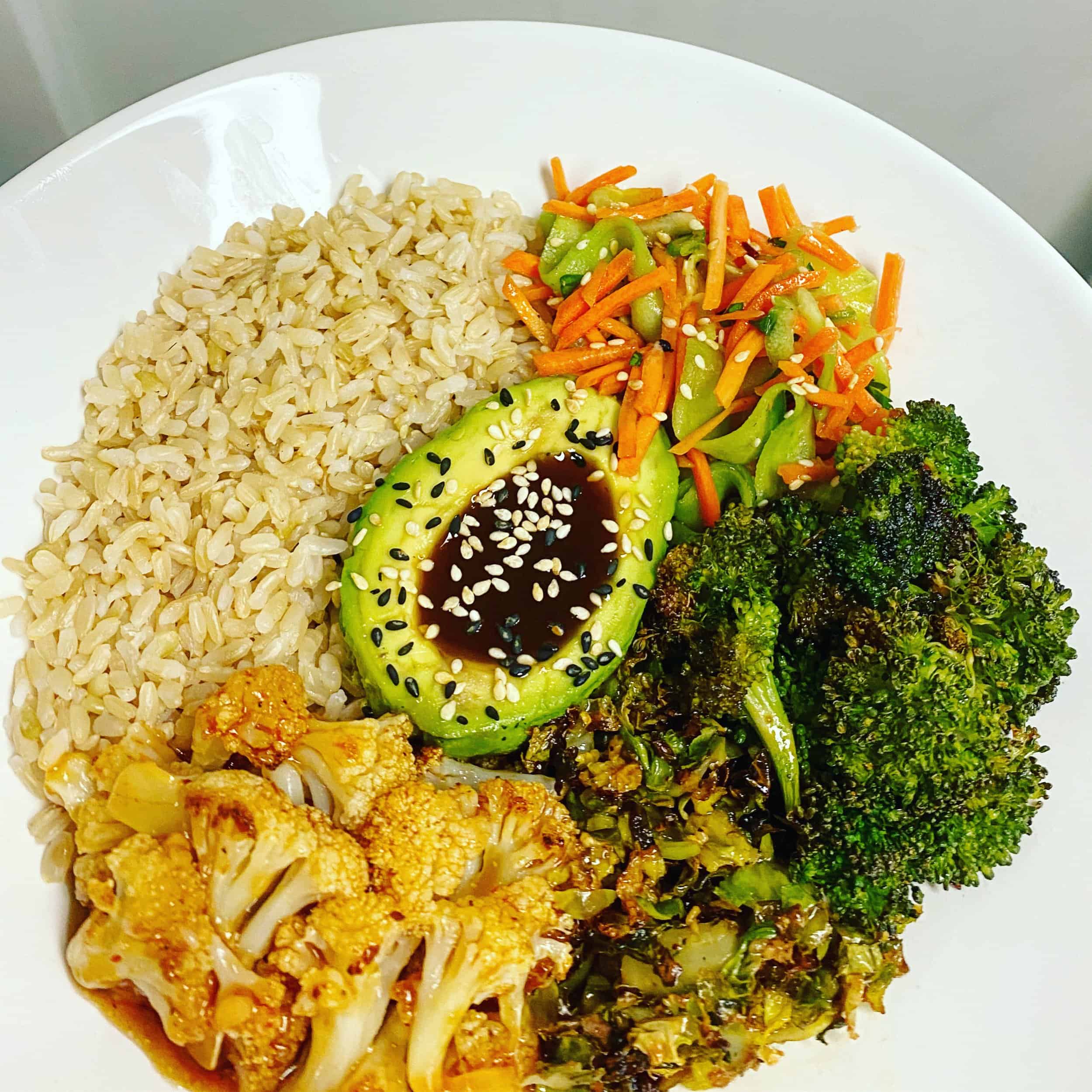 Cauliflower florets coated in a sweet and spicy glaze.